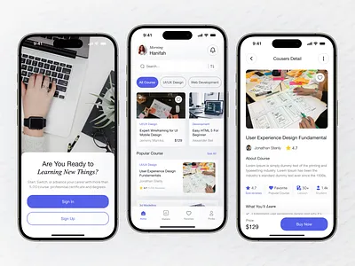 E-Learning Mobile App course e course learning mobile app mobile design ui design user interface design