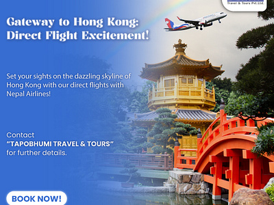 Hong Kong with Nepal Airlines graphic design hong kong nepal airlines postdesign socialmediapost travelpost traveltohongkong