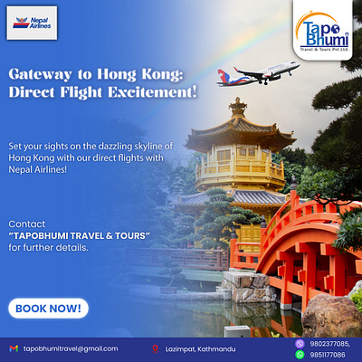 Hong Kong with Nepal Airlines graphic design hong kong nepal airlines postdesign socialmediapost travelpost traveltohongkong