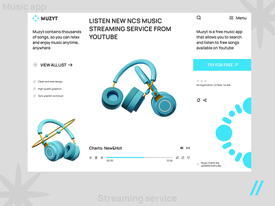 Music Player Web Platform dashboard design interface landing landing page music platform product design start up ui ux web web design web ui website youtube