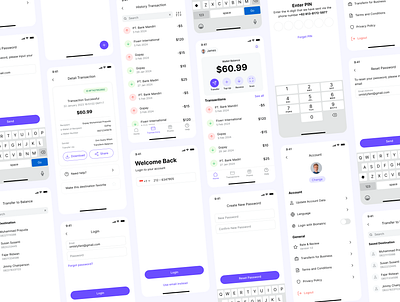 Transferin - Send Money Mobile App blue minimalist modern ui ui design web design
