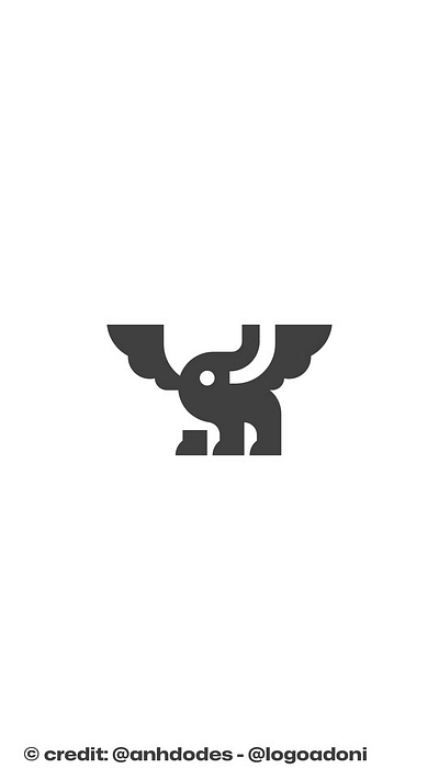Winged Elephant Animal Logo branding design illustration logo logo design logo designer logodesign minimalist logo minimalist logo design negative space logo