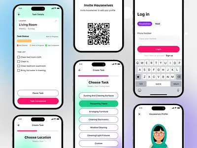 Maid App - Maid Task Management authentication hotel app housekeeping housekeeping website login page maid app maid app service maid task maid task management mobileappdesign qr code task management software uiux