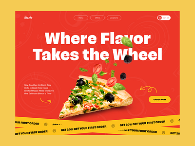 Sizzle: Pizza Shop Homepage UI design figma food food website home homepage landing page menu order pizza pizza landing page pizza shop ui ui design uiux user interface ux web design