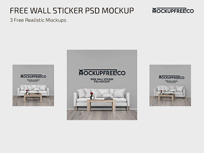 Free Wall Sticker PSD Mockup backdrop design free interior mockup mockups photoshop product psd psd mockup sofa sticker template templates wall wall sticker wall sticker mockup