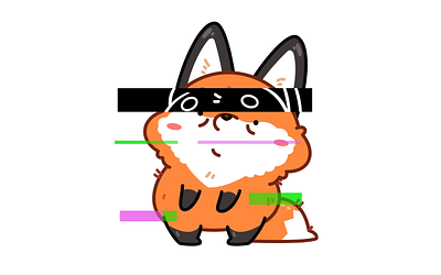 Twiggy the Fox🫥 animation bug character design error fox glitch illustration illustrator motion motion design sticker stickers ui vector