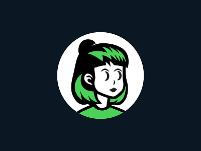 SOSKA 69 avatar face girl green human logo mascot woman