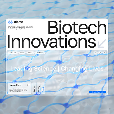 biome biotech innovations website uxui design 3d branding design figma logo ui ux uxui web webdesign