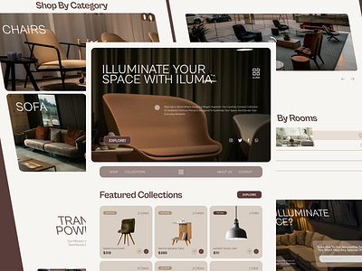 Iluma - Furniture E-Commerce - Full Homepage e commerce furniture website graphic design homepage shopping website ui web website