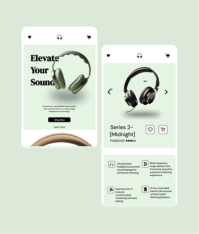 Headphone App UI Design branding color design headphone app ui typography ui user interface design ux