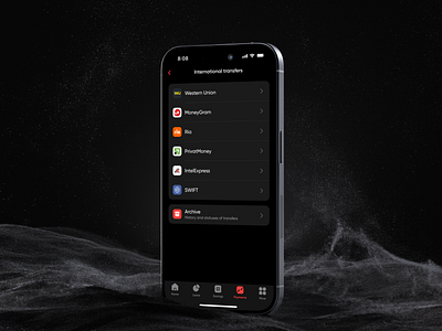 International Transfers in PUMB Online app design banking clean dark mode finance fintech interface ios iphone mockup mobile mobile banking money transfer ui