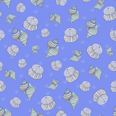 Shell pattern, illustration. background beach pattern blue color design hand drawn holliday pattern illustration lila pattern pattern design print design seamless seamless pattern shell shell pattern textile pattern watercolor