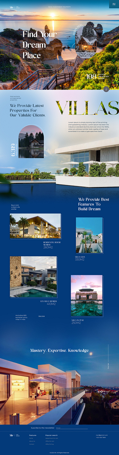Home Villas | Real Estate - Web Design branding photoshop real estate theme ui ui design ui theme villa theme website design