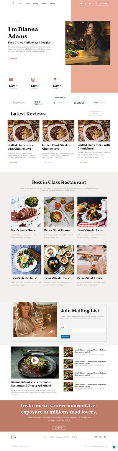 Food Blogger Website blogger food food blogger ui ui design ux website