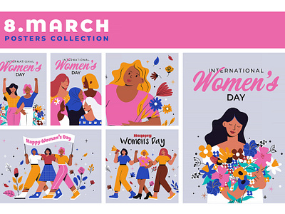 International Women's Day cartoon character flower graphic design illustration international plant vector women womens day