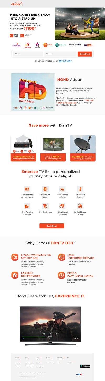 Dishtv DTH Landing Page Design brand guidelines landing page marketing ui ux web landing page