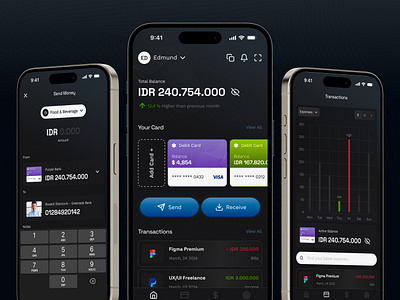 Niubank : Modern Digital Bank App bank chart dark mode fintech ios mobile modern payment ui ux