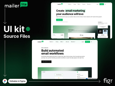 Make Mailerlite UI your own branding design editable email figma free growth kit mailerlite marketing mockup platform product software template ui ui design ui kit ui ux website