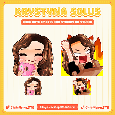 Chibi Girl With Brown Hair | Chibi Emotes | Ych Emotes brown hair chibi emotes chibineira custom emotes cute emotes design discord emotes illustration kick emotes twitch emotes ych emotes