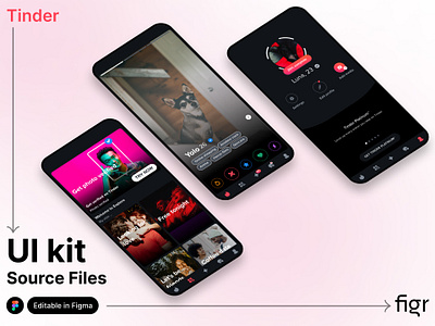 Make Tinder UI your own app design branding bumble connection dating design editable figma free kit mobile app mockup platform software template tinder ui ui kit ui ux website