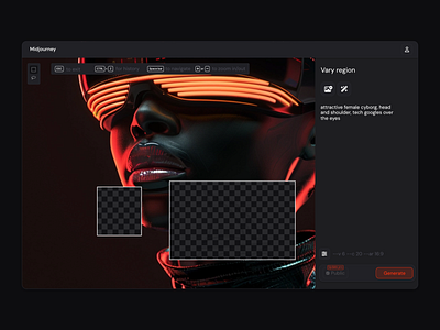 Midjourney concept App - Vary region ai app concept dark midjourney redesign ui