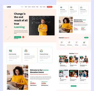E-Learning website e learning e learning website education education website landing page landing page design learning platform ui design uiux design ux design web website