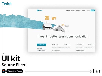 Make Twist UI your own branding communication design editable figma free kit landing page mockup modern ui platform product software team template ui ui ux web app web design website