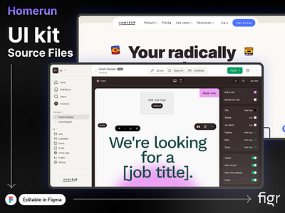 Make Homerun UI your own branding design editable figma free hiring homerun hr kit mockup platfrom software solution template ui ui kit ui ux web app web design website
