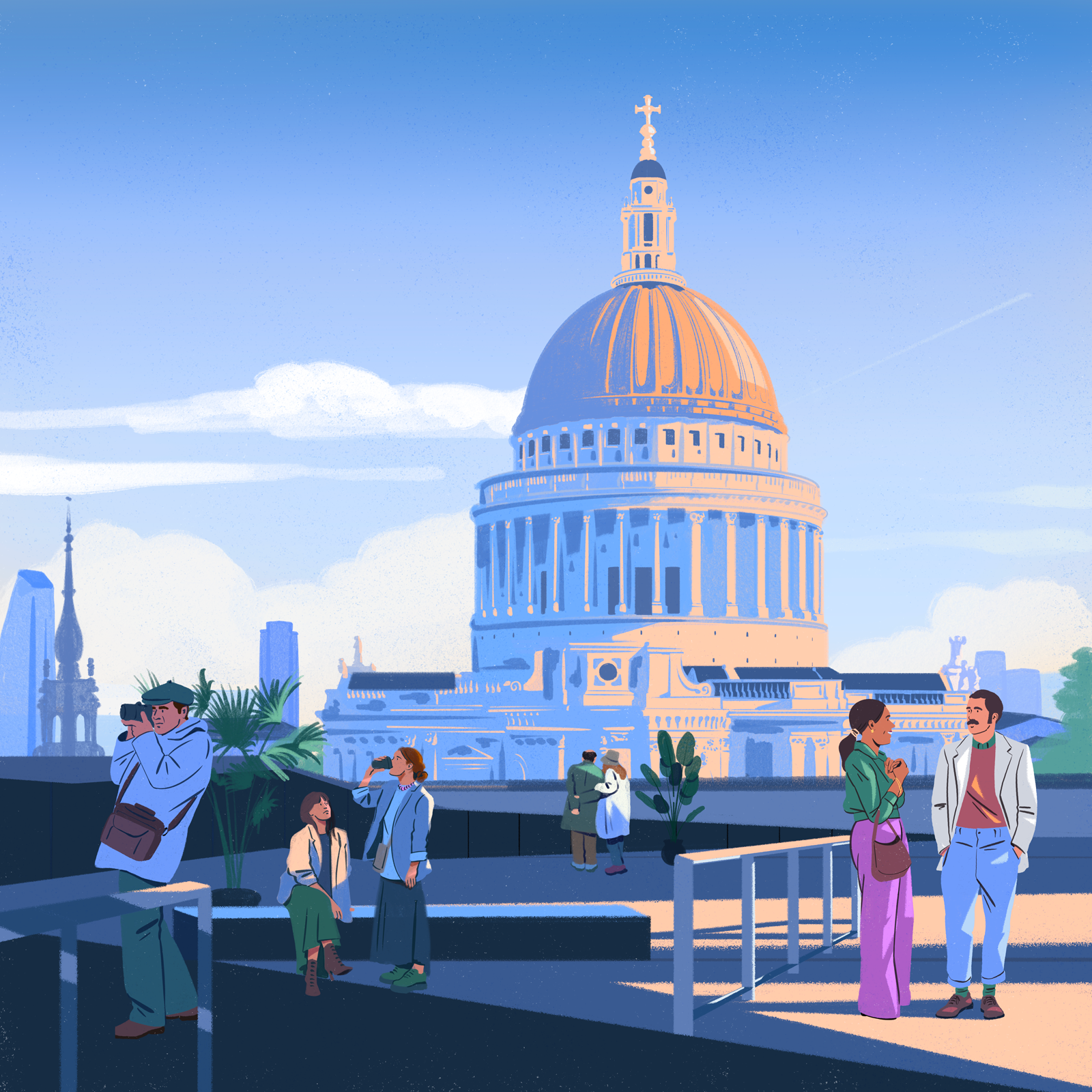Eurostar - London ambiant character city design fagostudio graphic design illustration light london people saint paul texture