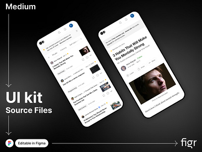 Make Medium UI your own app design blogging app branding design editable figma free kit landing apge medium mobile app mockup product substack template ui ui kit ui ux web design website