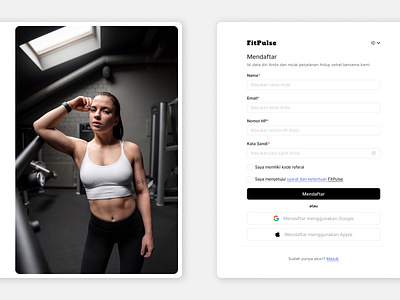 FitPulse fitness motivation fitpulse healthy lifestyle signup page ui ui design ux ux design web design workout inspiration