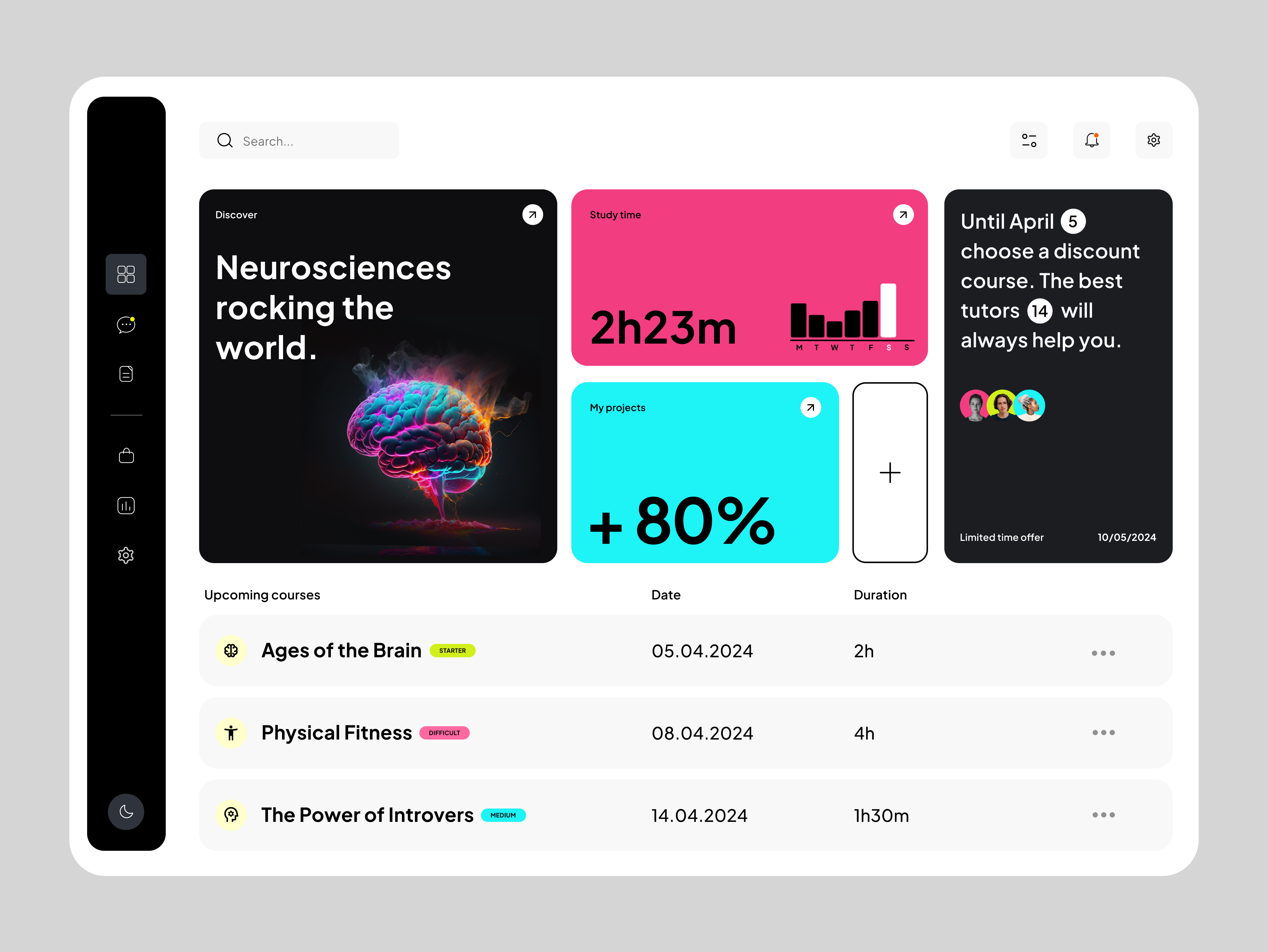 BioBody - Learning Platform contrast darkmode design platform simple store student study ui ui design university ux ux design web web design website