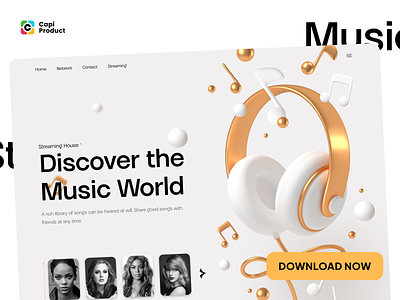 Streaming Music Web Design 3d web design design figma minimal web modern web modern web design music web design streaming music web design streaming web ui web ui design