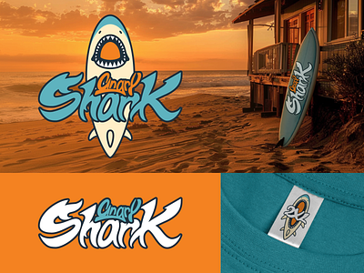 Angry shark surfwear logo branding calligraphy clother design font graffiti illustration lettering logo shark surfboard surfer clothing surfwear typography