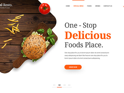 Food service landing page food graphic design landing page