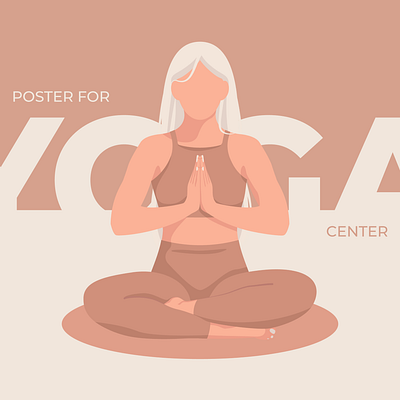 Poster for Yoga Center adobe illustrator art banner center design drawing faceless flat girl graphic design illustration meditation persona portrait poster print studio vector woman yoga