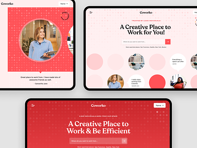 Coworking space Hero section branding coworking design hire marketing pages startup ui ux website websitedesign