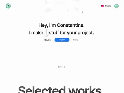 Designer portfolio website. framer hover effect landing landing page personal website portfolio website scroll animation scroll effect shader three.js threejs