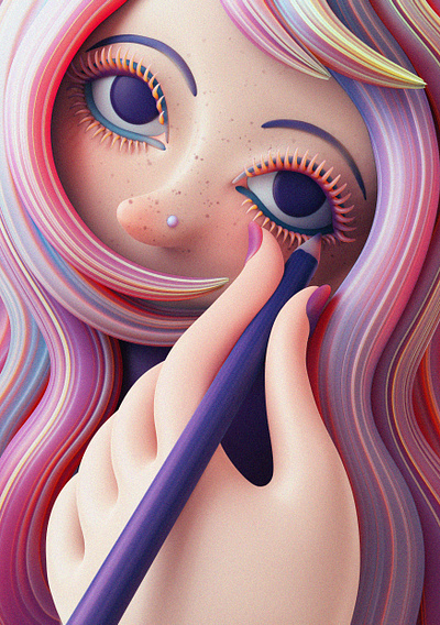 Eyeliner 3d 3d illustration 3d sculpting blender cgi digital art eye girl illustration pink render