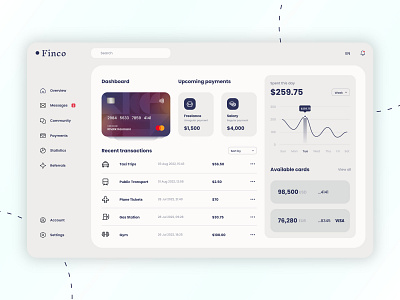 Finco Dashboard - Light Version app dashboard design ui ui design ux web design