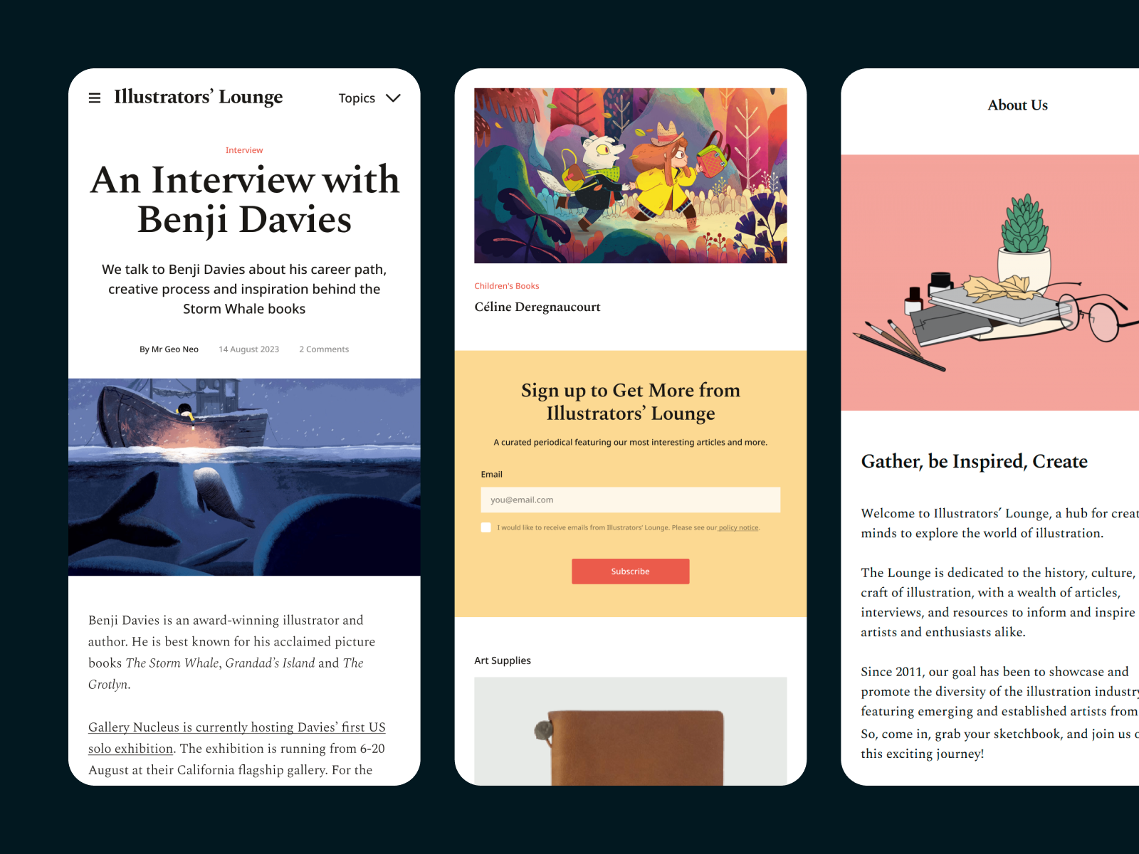 Illustrators’ Lounge Website Mobile mobile ui website