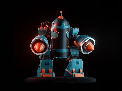 Game ready robot BP-24 3d android blender character characterdesign fururistic game ready mech model retro robot substance painter