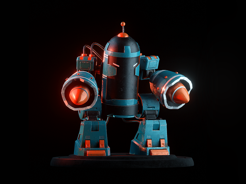 Game ready robot BP-24 3d android blender character characterdesign fururistic game ready mech model retro robot substance painter