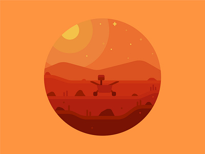 Landscape Icon | Day 9 affinity designer illustration landscape mars planet red planet rover space sun universe vector