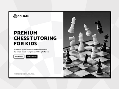 Goliath chess hero section landing page learning product design tutoring web app web design website