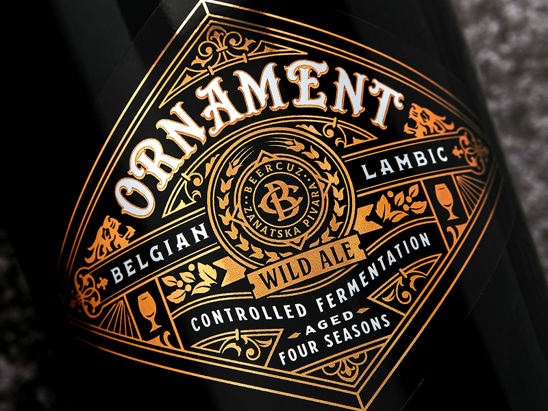 Ornament beer belgian craft design label monogram ornament packaging premium victorian vintage
