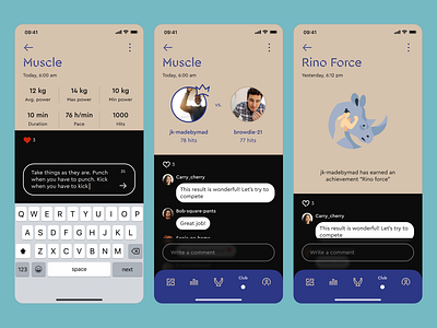 Activity Details Screens for Bownce Sports Startup