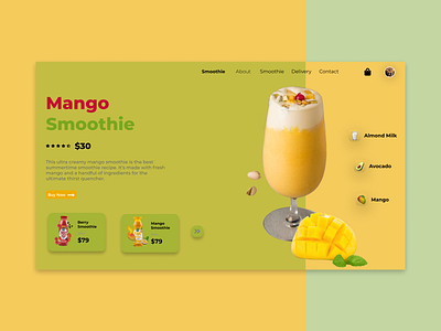 Smoothie Store ecommerce store juice store mockups smoothie store design ui ux web shop wireframes
