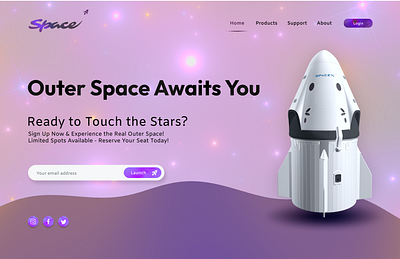 Space | Landing Page banner branding futuristic hero illustration landingpage minimalist onboarding productdesign simpleandbeautiful space uiuxdesign xcelsiordesign