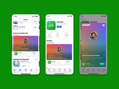 Sprocket iOS Update Event: Subscribe for Rainbow PFP! 🌈 animation app app store bicycle bike circle ios iphone paid pfp profile picture rainbow ring screenshot sprocket strava subscribe subscription ui update